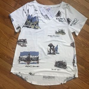 NWT LuLaRoe Ivory Travel Print Christy T, Size L